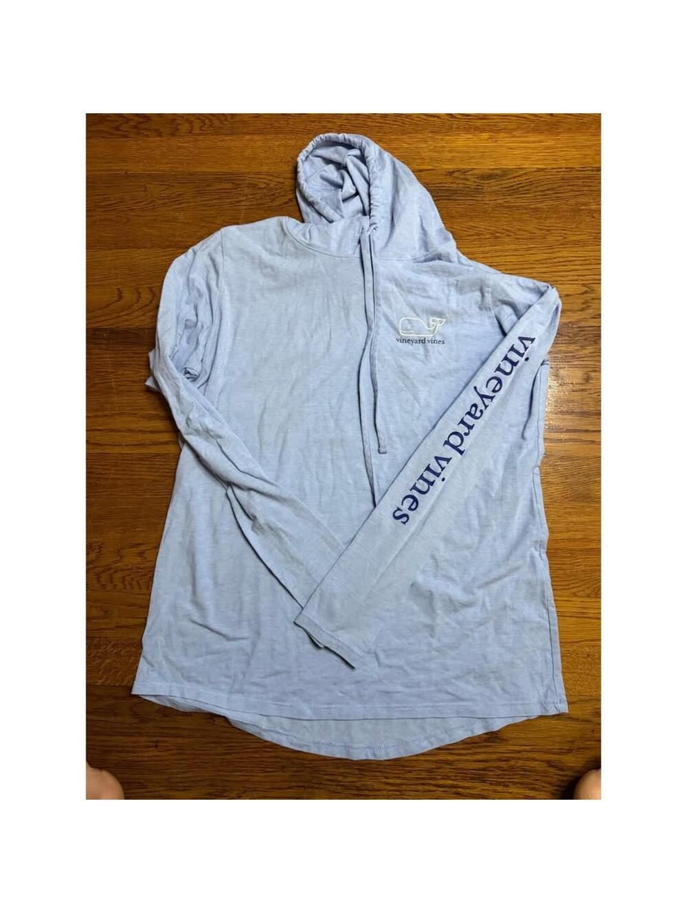 Vineyard Vines Edgartown Hooded Tee Light Blue Long Sleeve M